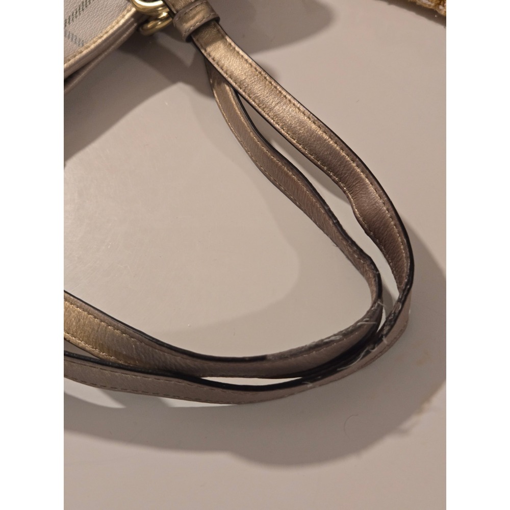 VTG‎ Y2K Coach Tartan Plaid Tote Bag White Gold Leather Trim Multi Color - Picture 7 of 13